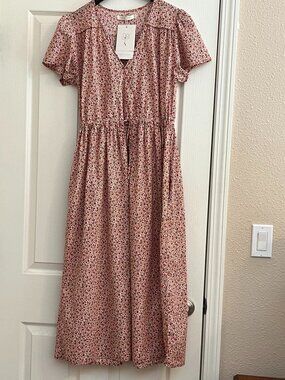 Simple Dawn Dress, Maroon Calico, M